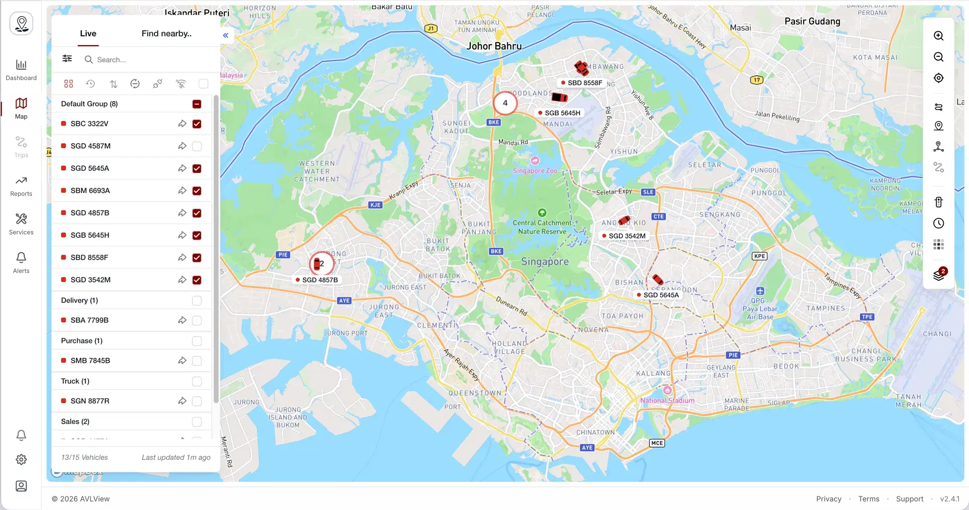 AVLView live fleet tracking dashboard